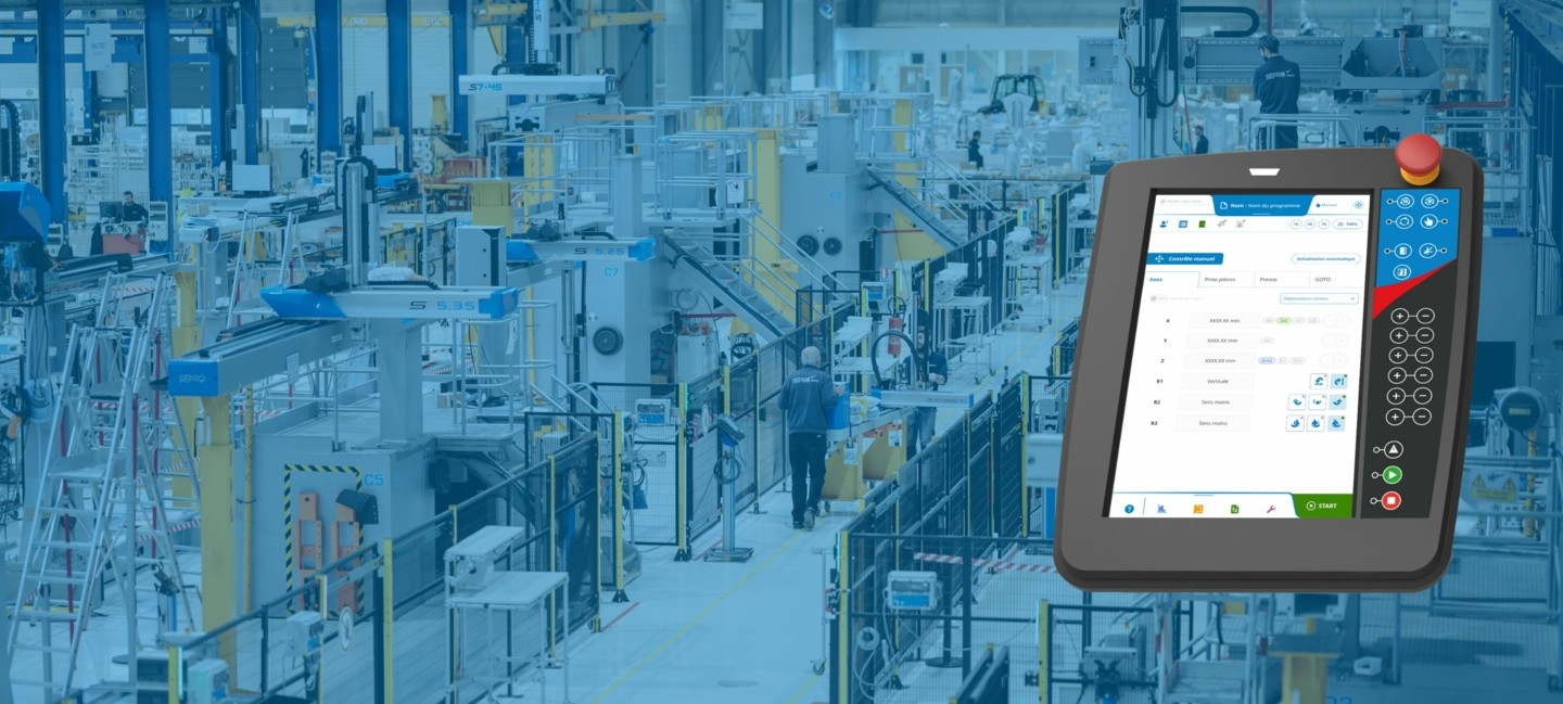 Specially developed by Sepro for injection molding machines, the Visual control system makes it easier to use and program your robot.
